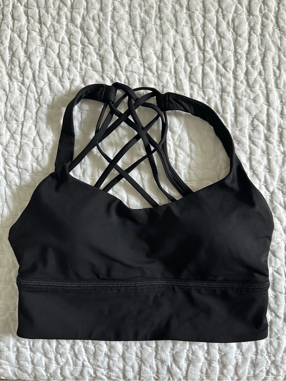 Lululemon Long Line Black Sports Bra. Size 6. A/B cup